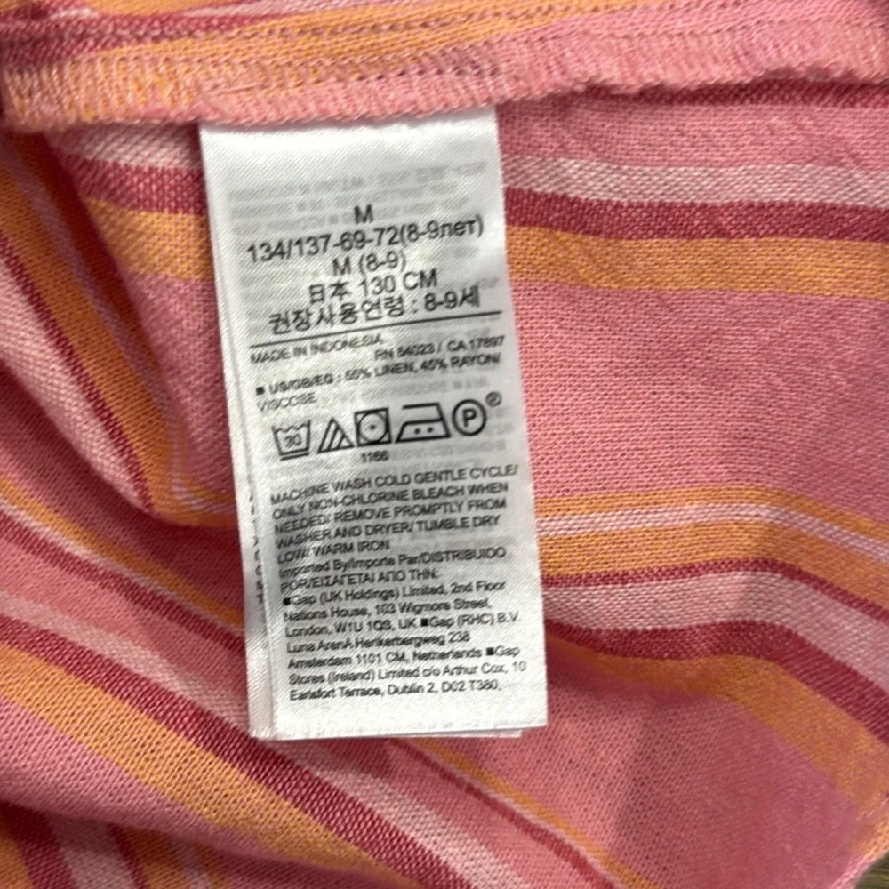 NWT Gap Kids Striped Dress Pink Short Sleeve Size Medium 8 Elastic Waist